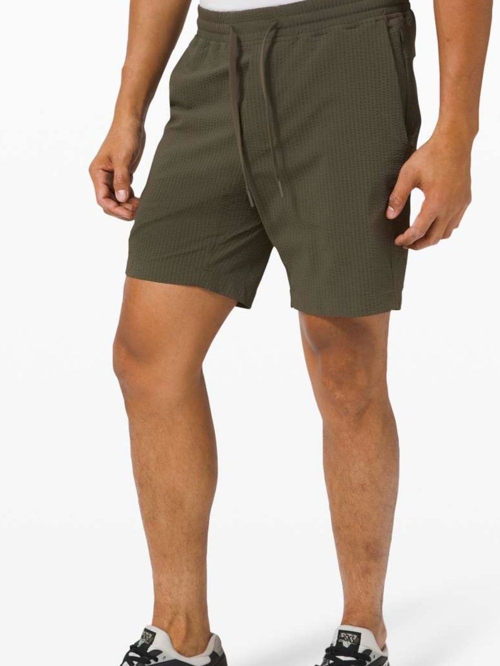 lululemon Bowline 7 inch Men's Olive Waffle-Texture Athletic Shorts
